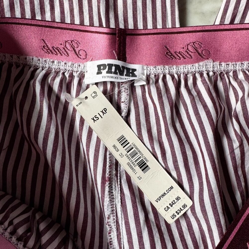 Victoria's Secret PINK Lounge Pants PJ with Elastic Waist Size XS NWT Burgundy - Picture 4 of 6